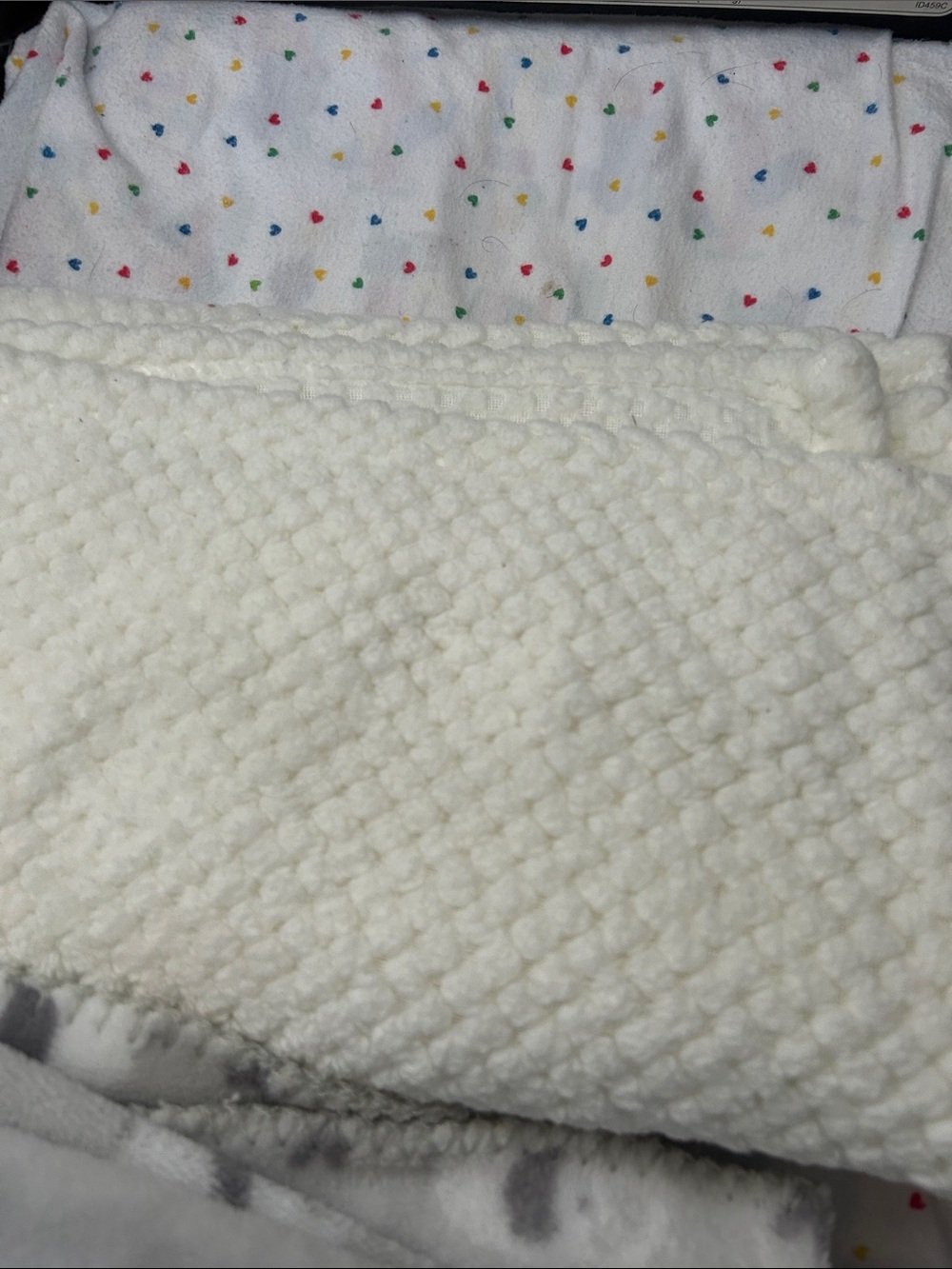 Soft Plush Nursery Blanket Stack - White with Multicolor Accents - Picture 4 of 5